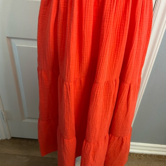 🧡”Chelsea & Theodore” NWT Vibrant Orange Spaghetti Strap Tiered Maxi Dress Sz M🧡 - Picture 6 of 16